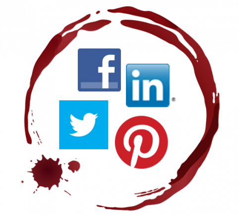 social media icons with a wine circle border