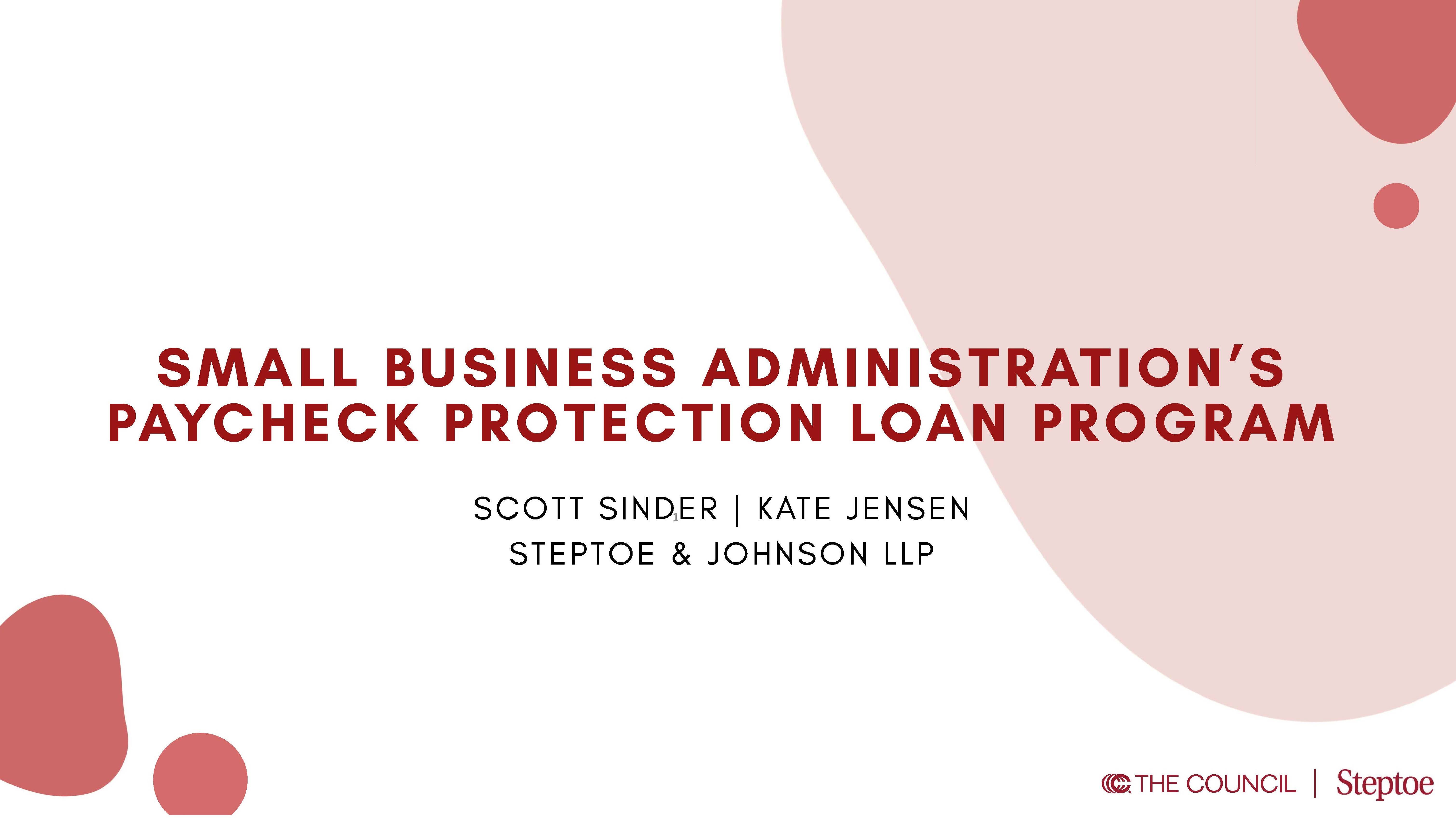 Unpacking the CARES Act Paycheck Protection Loan Program Webinar